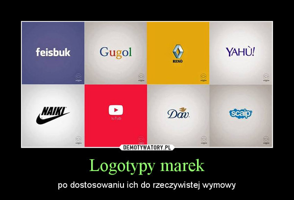 Logotypy marek – po dostosowaniu ich do rzeczywistej wymowy 