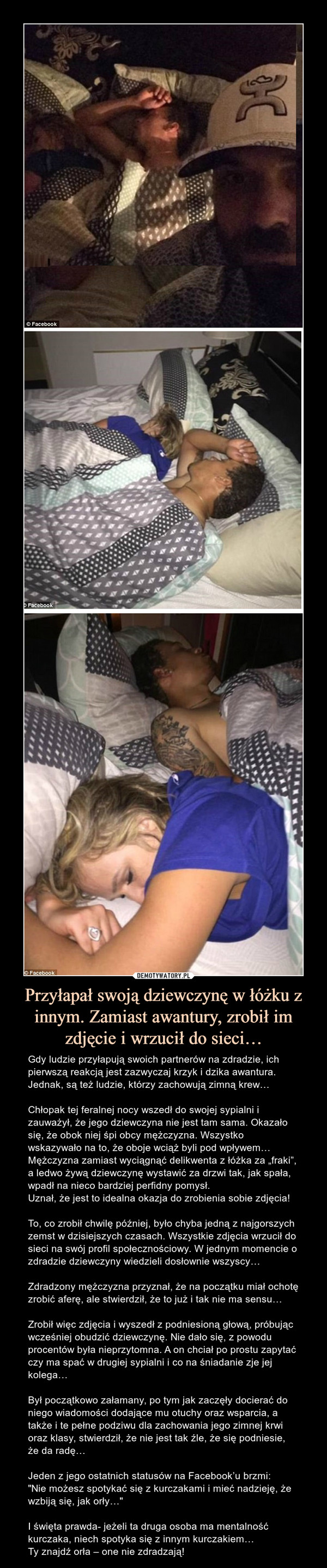 Przyłapał swoją dziewczynę w łóżku z innym. Zamiast awantury, zrobił im zdjęcie i wrzucił do sieci…