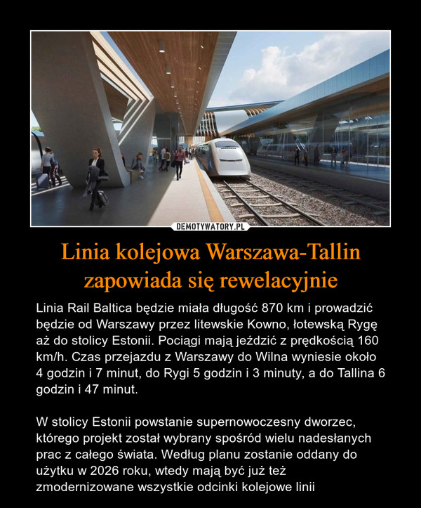 Linia kolejowa Warszawa-Tallin zapowiada się rewelacyjnie