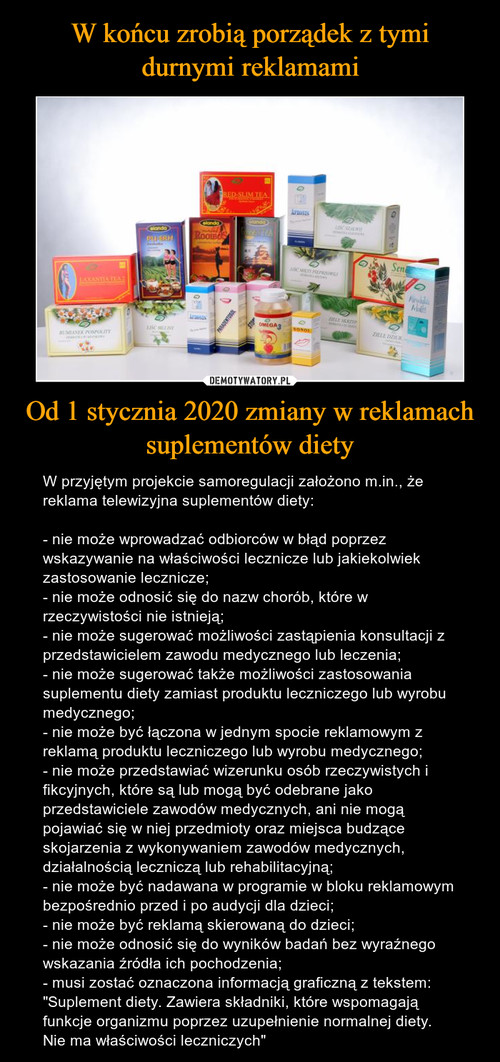 W końcu zrobią porządek z tymi durnymi reklamami Od 1 stycznia 2020 zmiany w reklamach suplementów diety