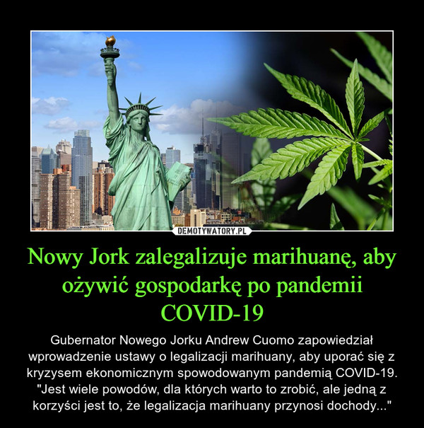 Nowy Jork zalegalizuje marihuanę, aby ożywić gospodarkę po pandemii COVID-19