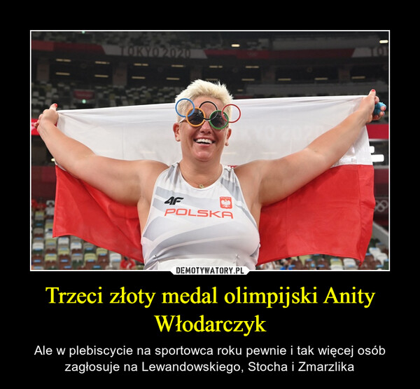 Trzeci złoty medal olimpijski Anity Włodarczyk – Ale w plebiscycie na sportowca roku pewnie i tak więcej osób zagłosuje na Lewandowskiego, Stocha i Zmarzlika 