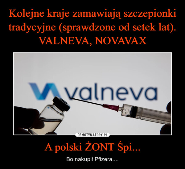 Kolejne kraje zamawiają szczepionki tradycyjne (sprawdzone od setek lat).
VALNEVA, NOVAVAX A polski ŻONT Śpi...