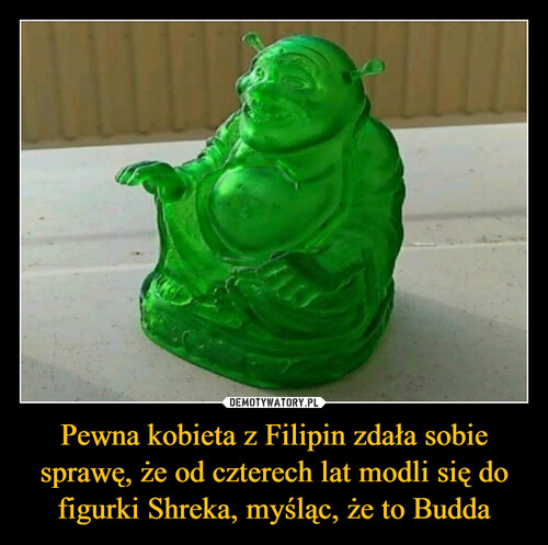 Pewna kobieta z Filipin zdała sobie sprawę, że od czterech lat modli się do figurki Shreka, myśląc, że to Budda