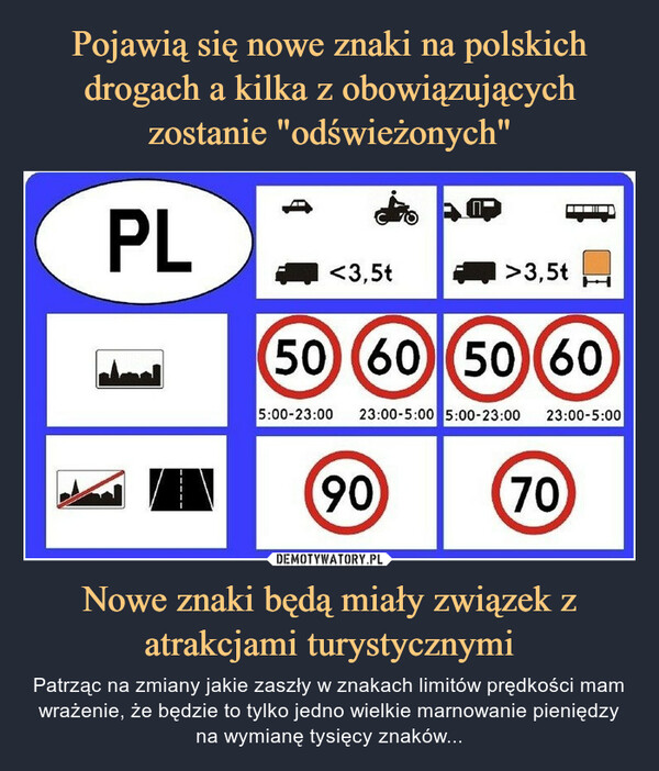 Pojawią się nowe znaki na polskich drogach a kilka z obowiązujących zostanie "odświeżonych" Nowe znaki będą miały związek z atrakcjami turystycznymi