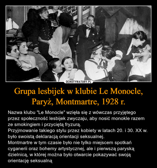 Grupa lesbijek w klubie Le Monocle, Paryż, Montmartre, 1928 r.