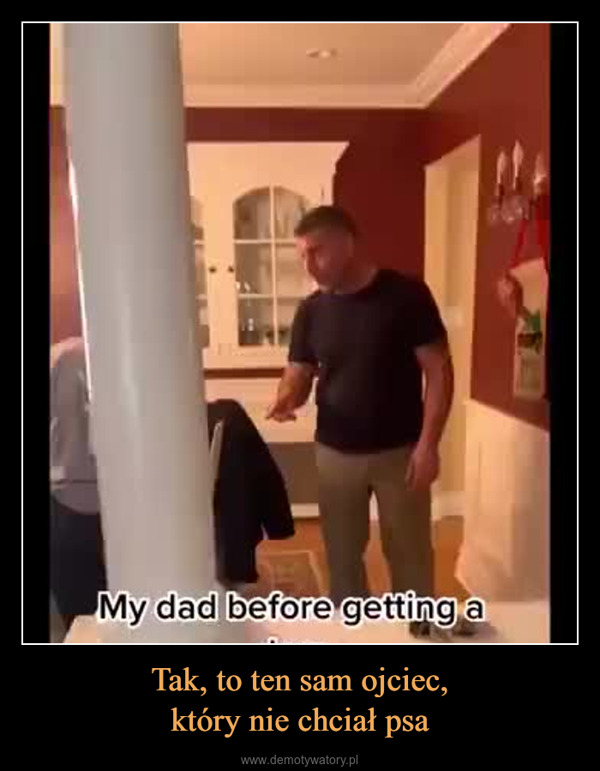 Tak, to ten sam ojciec,który nie chciał psa –  My dad before getting adog:just broke the news to him that we bought a dogdidn't go too well
